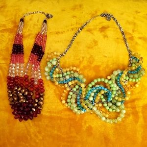 Set of Two Colorful Statement Necklaces